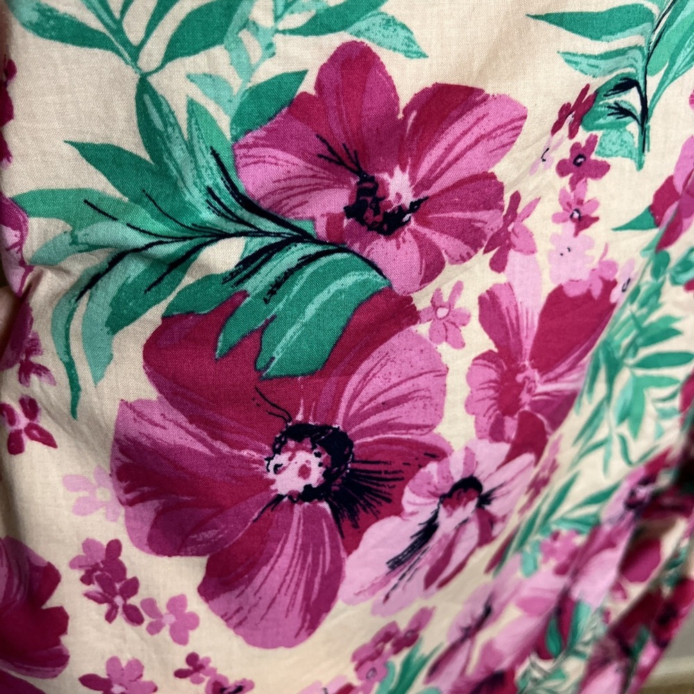 J.Crew Cotton Floral Wrap Dress Sz 4 Pink‎ Green Tropical Cruise Resort Vacation - Picture 8 of 8